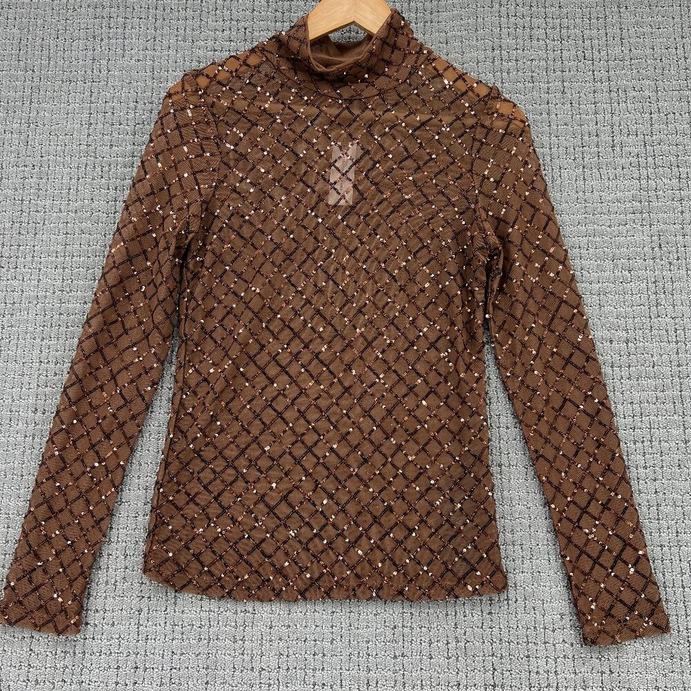 Anthropologie Pilcro Turtleneck Sequin Top - Picture 2 of 8